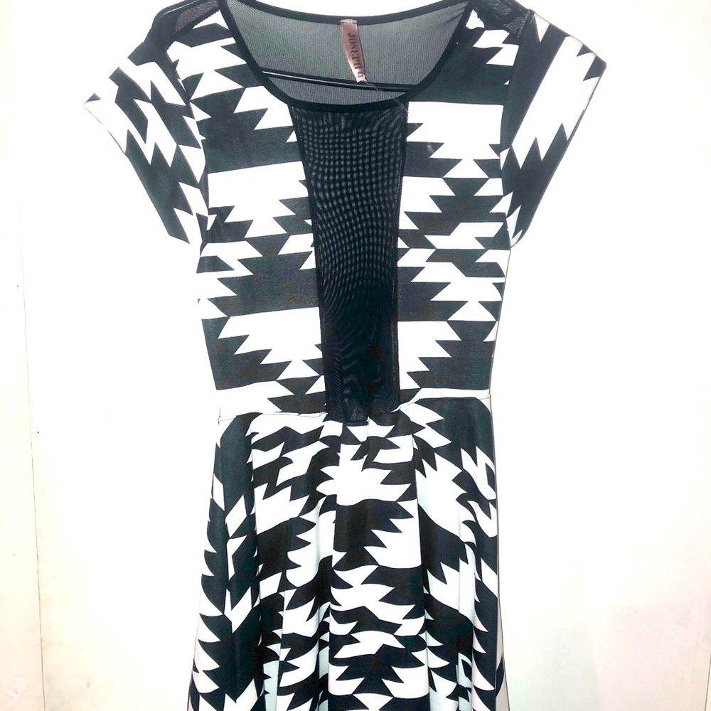 Geometric dress with sheer surprise